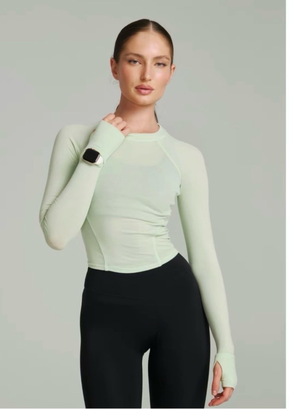Base Layer Long Sleeve Waist Top - Honeydew